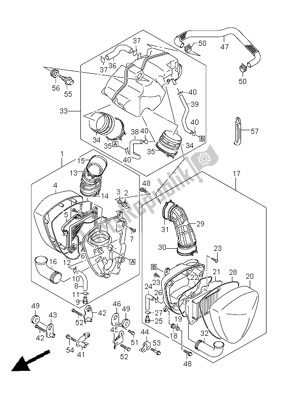 All parts for the Air Cleaner of the Suzuki VLR 1800R C 1800 Intruder 2008