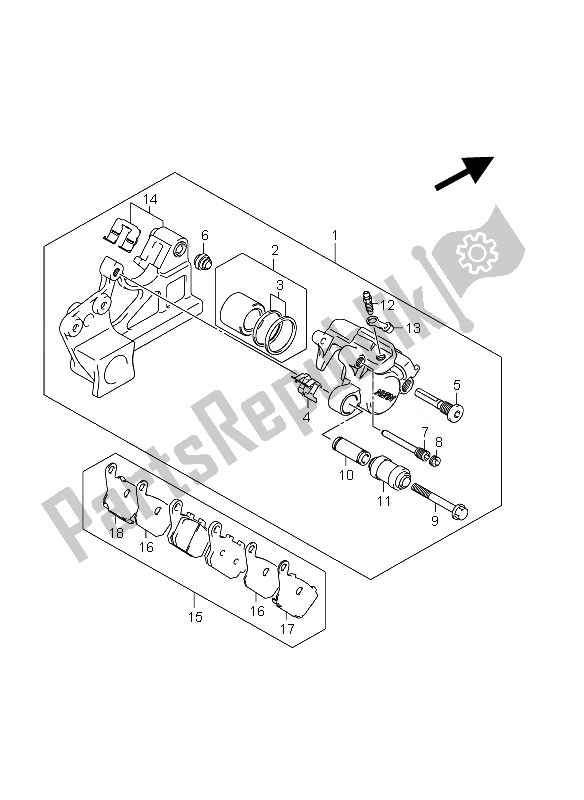 Tutte le parti per il Pinza Posteriore del Suzuki GSX 1250 FA 2010