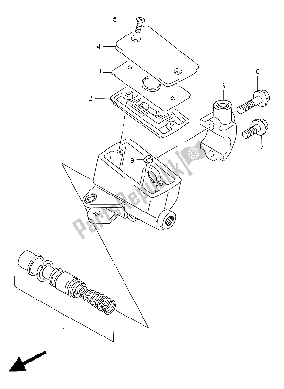 All parts for the Front Master Cylinder (gsf1200-s) of the Suzuki GSF 1200 Nssa Bandit 1999