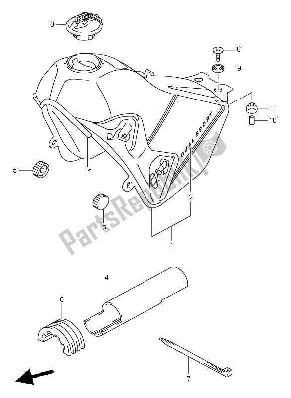 All parts for the Fuel Tank of the Suzuki DR Z 400S 2001