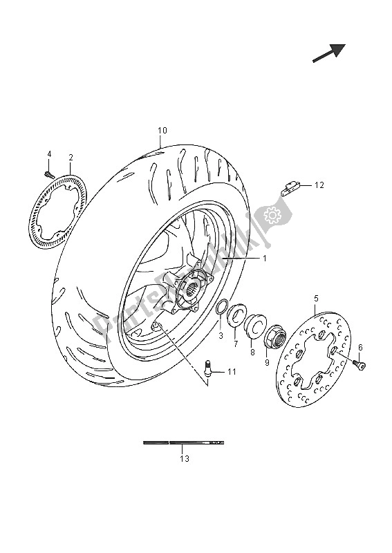 All parts for the Rear Wheel (an400za) of the Suzuki Burgman AN 400 ZZA 2016