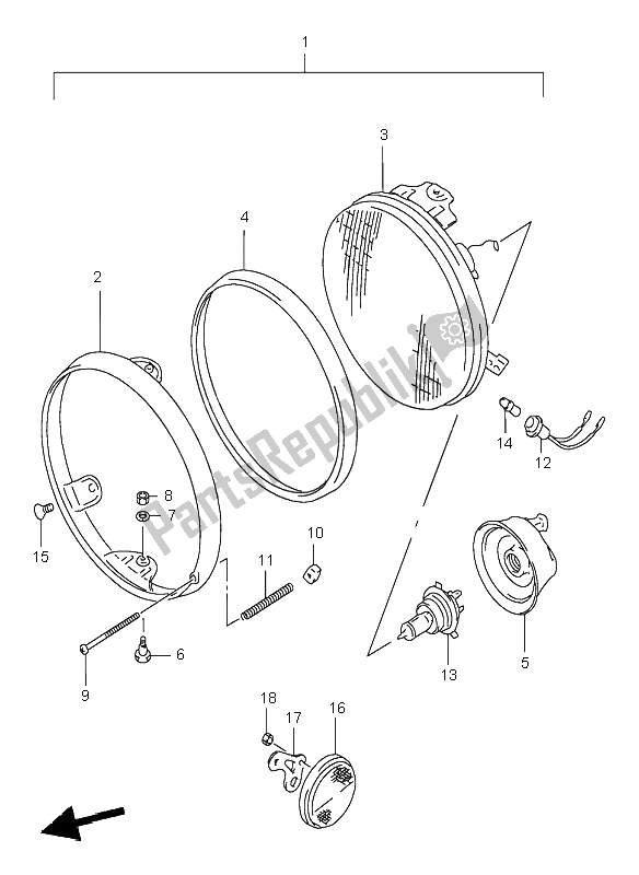 Alle onderdelen voor de Koplamp van de Suzuki GSF 600N Bandit 1995