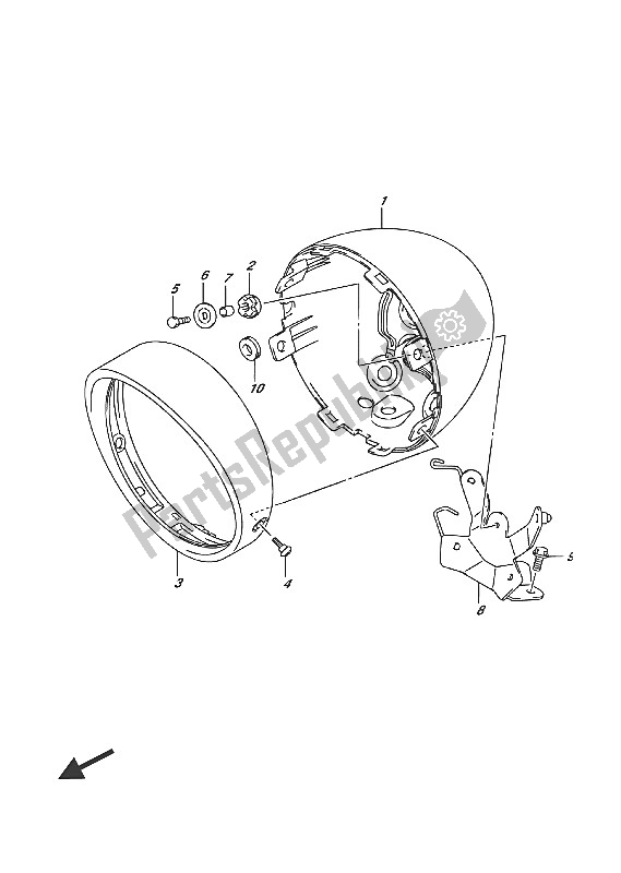 All parts for the Headlamp Housing of the Suzuki VL 1500T Intruder 2016