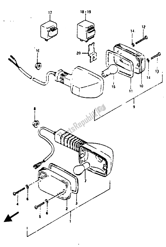 All parts for the Turn Signal Lamp of the Suzuki RG 125 CUC Gamma 1986