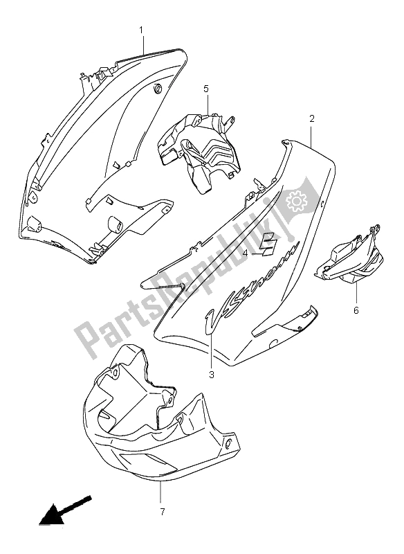 All parts for the Side Cowling of the Suzuki DL 1000 V Strom 2005