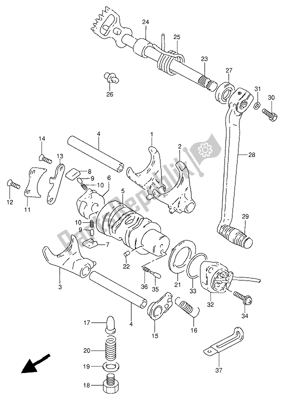 Alle onderdelen voor de Schakelen van de Suzuki GN 250 1988