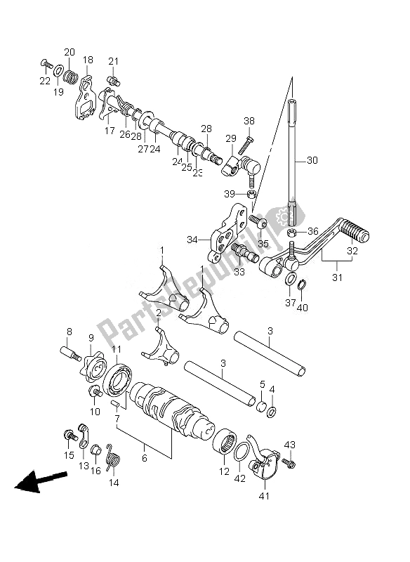 Alle onderdelen voor de Schakelen van de Suzuki GSX R 750 2007