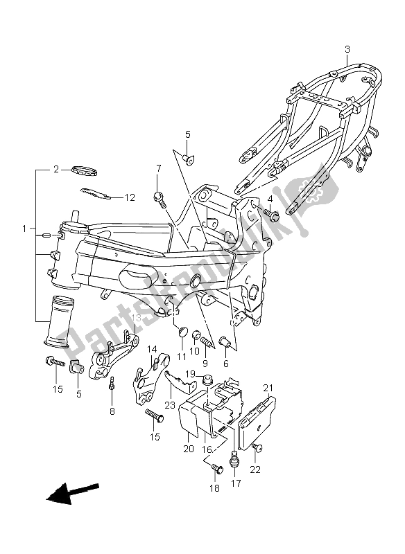 All parts for the Frame of the Suzuki TL 1000R 2001