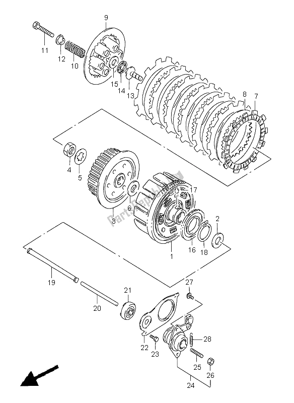 All parts for the Clutch of the Suzuki GS 500E 1999