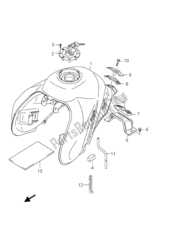 All parts for the Fuel Tank of the Suzuki DL 650 V Strom 2006