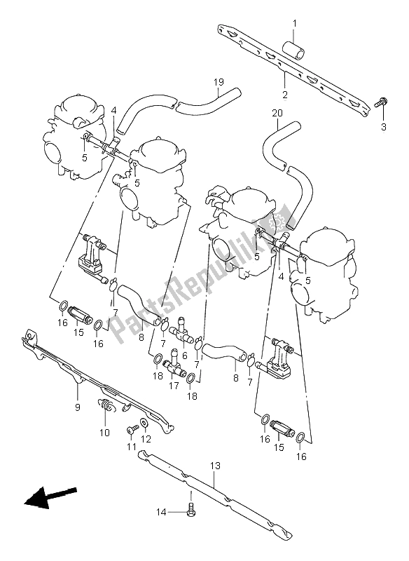 All parts for the Carburetor Fittings of the Suzuki GSF 600N Bandit 1995