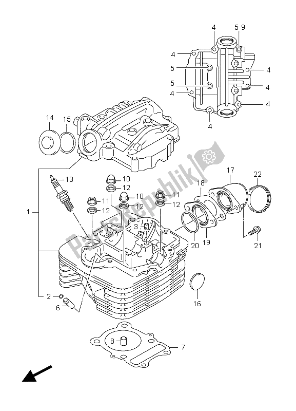 All parts for the Cylinder Head of the Suzuki LT F 250 Ozark 2008