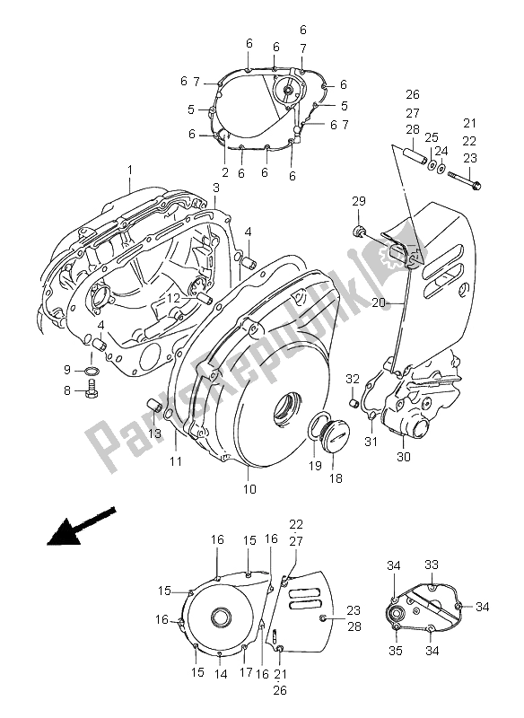 Toutes les pièces pour le Couvercle De Carter du Suzuki LS 650 Savage 1996