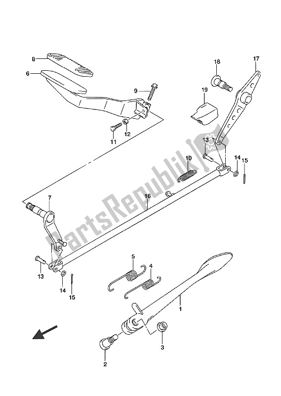 All parts for the Rear Brake of the Suzuki VL 800 Intruder 2016