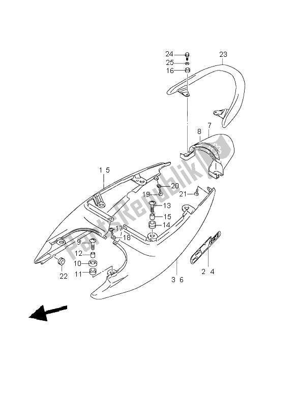 Tutte le parti per il Coprisella Posteriore del Suzuki SV 650 NS 2002