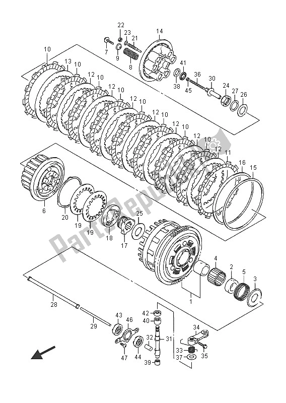 All parts for the Clutch of the Suzuki GSX R 600 2016