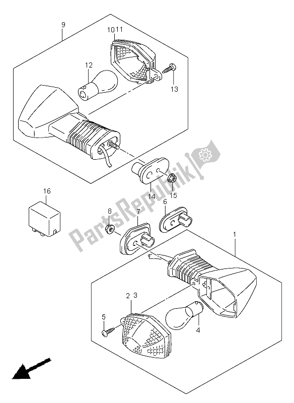 Tutte le parti per il Indicatore Di Direzione del Suzuki GSF 650 Nsnasa Bandit 2005