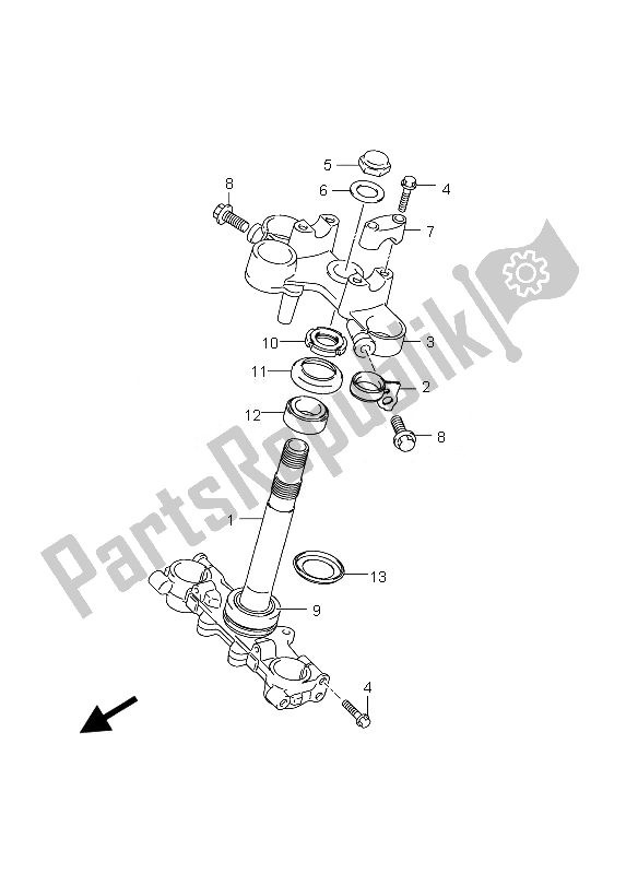 Tutte le parti per il Gambo Dello Sterzo del Suzuki DR 125 SM 2010