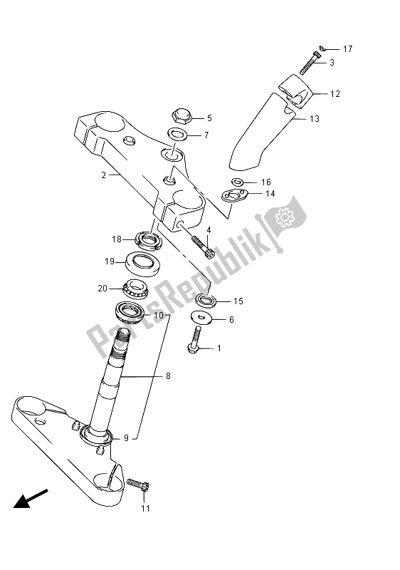 All parts for the Steering Stem of the Suzuki VZ 800 Intruder 2015