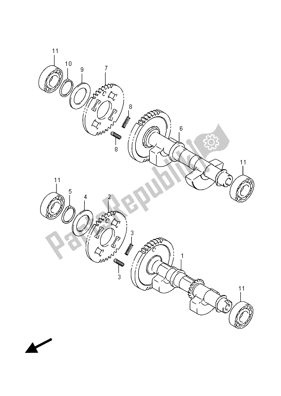 Alle onderdelen voor de Crank Balancer van de Suzuki AN 650Z Burgman Executive 2015