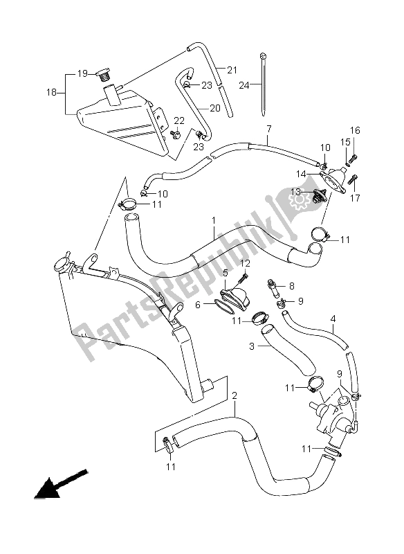 All parts for the Radiator Hose of the Suzuki GSX 1300R Hayabusa 2009