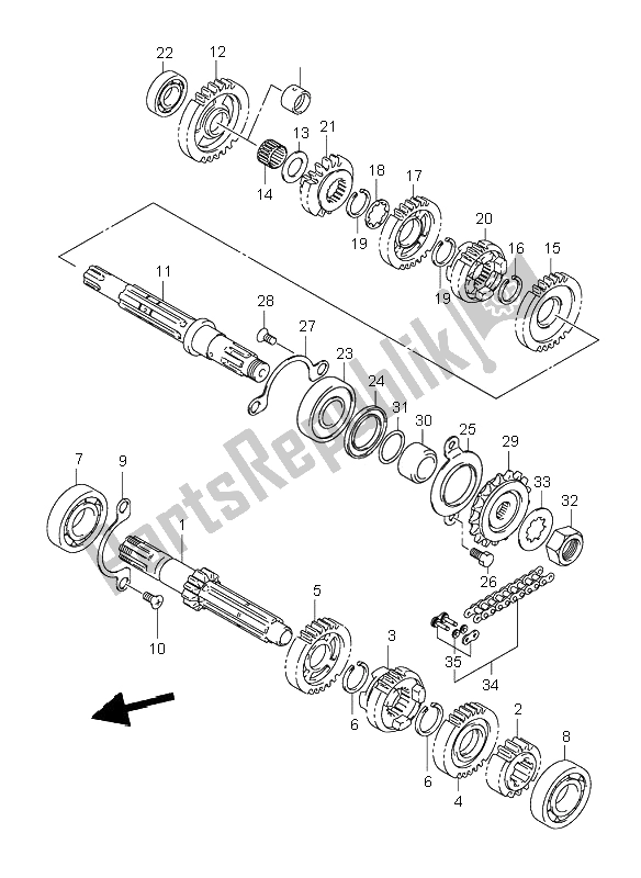 All parts for the Transmission of the Suzuki VL 250 Intruder 2001