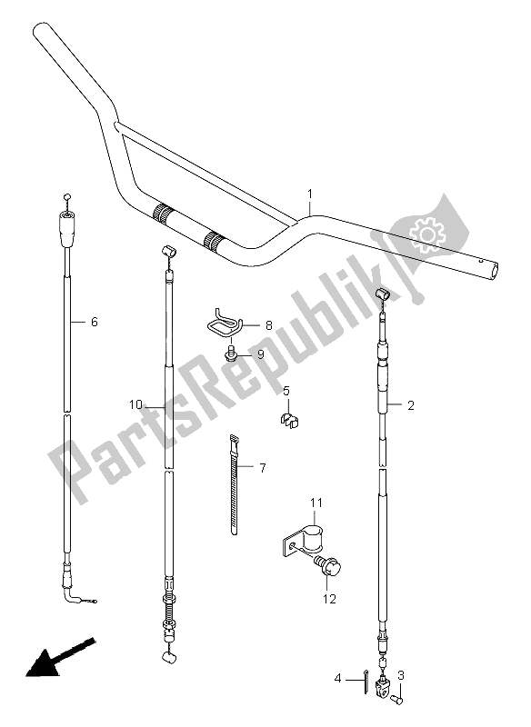 All parts for the Handlebar of the Suzuki DR Z 125 SW LW 2005