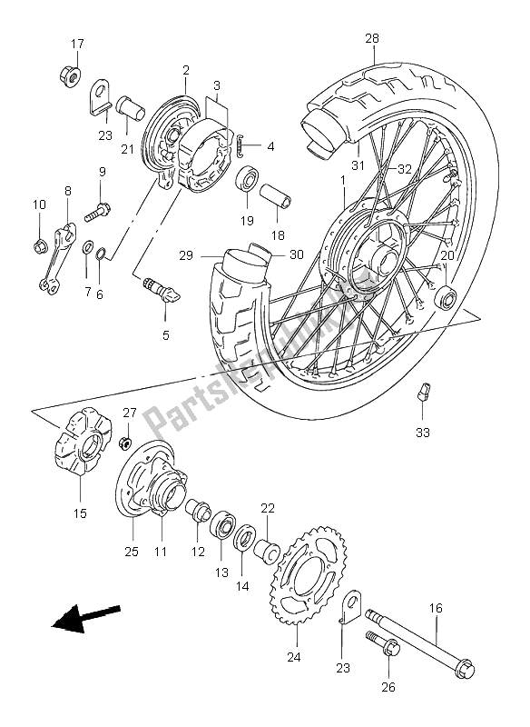 All parts for the Rear Wheel of the Suzuki GZ 250 Marauder 1999