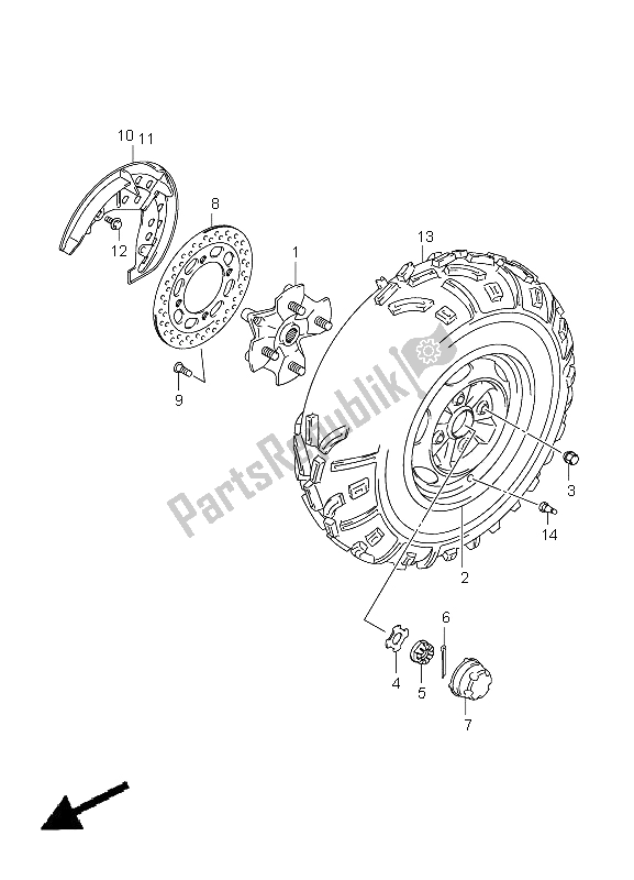 All parts for the Front Wheel of the Suzuki LT A 500 XPZ Kingquad AXI 4X4 2009