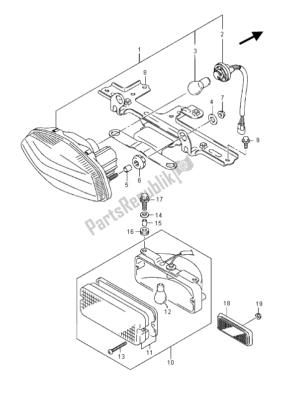 All parts for the Rear Combination Lamp (lt-f400f) of the Suzuki LT F 400 FZ Kingquad FSI 4X4 2014