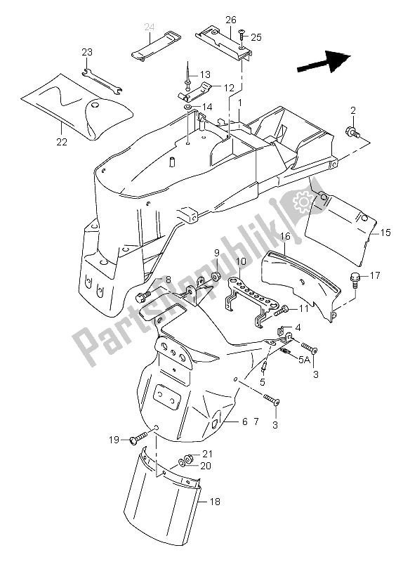 Todas las partes para Guardabarros Trasero de Suzuki TL 1000R 2002