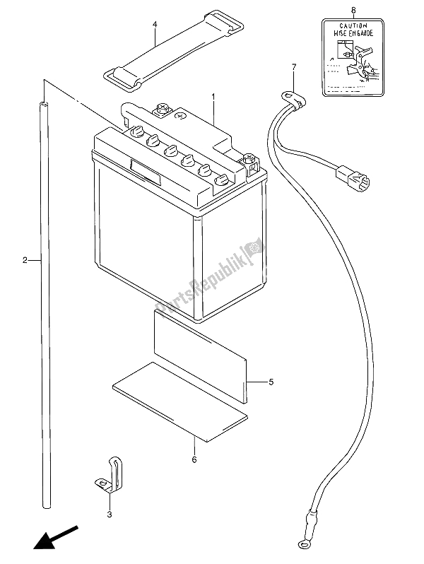 Alle onderdelen voor de Batterij (bv. 103641, E22: F. Nr. 101929) van de Suzuki GSX 600 FUU2 1988