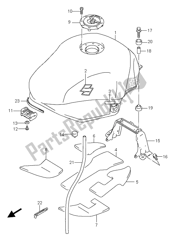 Tutte le parti per il Serbatoio Di Carburante del Suzuki GSX 600F 2006