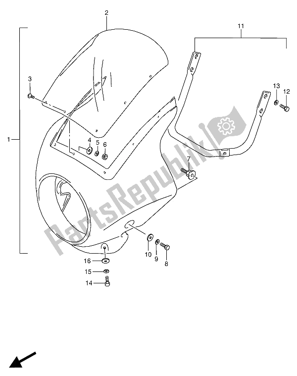 All parts for the Cowling (optional) of the Suzuki VX 800U 1991