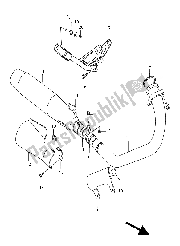 All parts for the Muffler of the Suzuki LS 650 Savage 2000