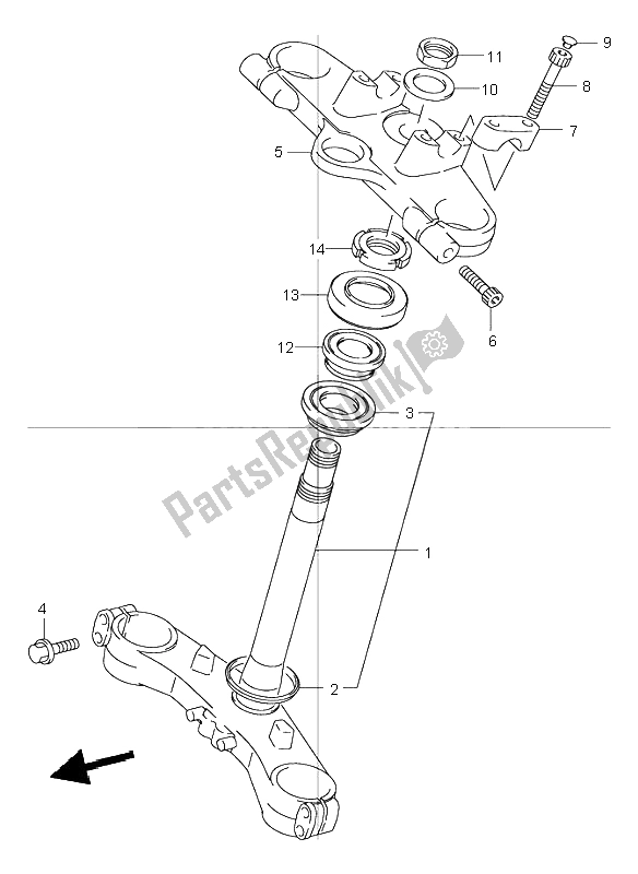 All parts for the Front Fork Bracket (gsf600s-su) of the Suzuki GSF 600 NSZ Bandit 2004
