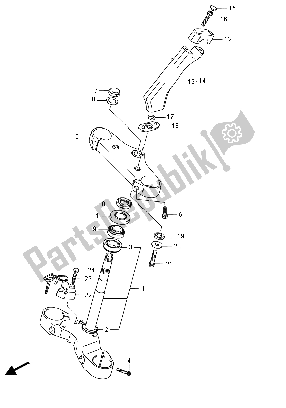 Tutte le parti per il Gambo Dello Sterzo (vzr1800uf E19) del Suzuki VZR 1800 BZ M Intruder 2015