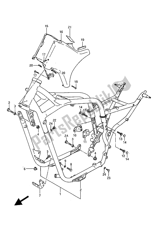 All parts for the Frame of the Suzuki VS 750 Glfpefep Intruder 1987