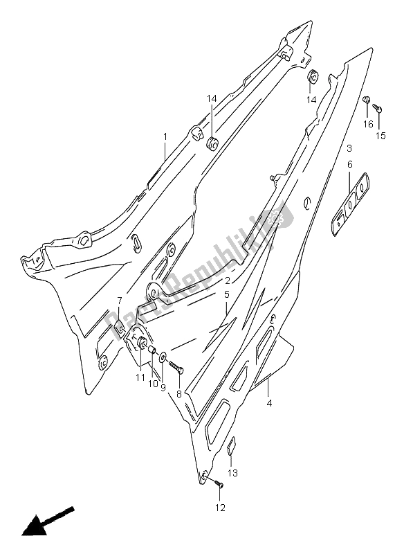 Alle onderdelen voor de Frame Afdekking van de Suzuki GSX 600F 1997