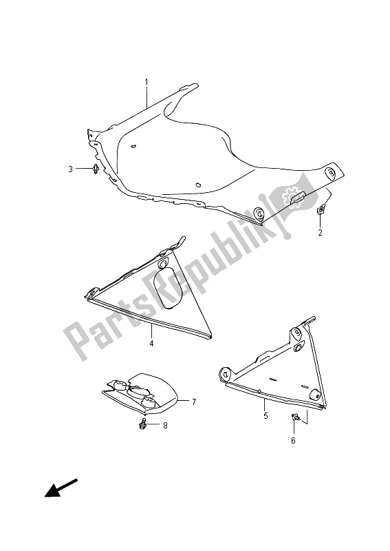 All parts for the Inner Cover of the Suzuki GSX R 750 2014