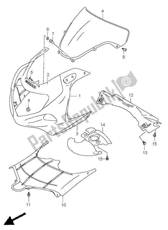 Alle onderdelen voor de Motorkap Lichaam van de Suzuki GSX R 750 2002