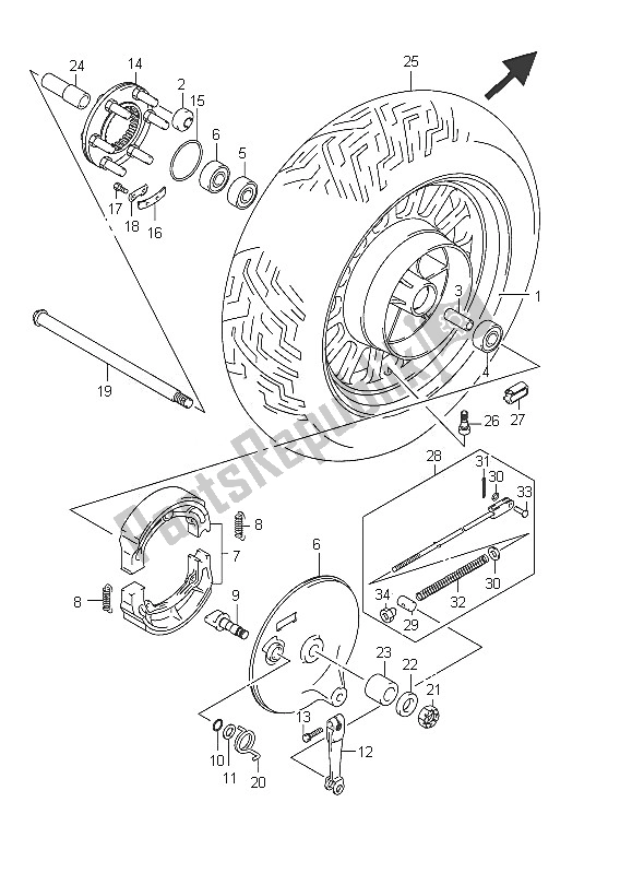 All parts for the Rear Wheel (vl800c E24) of the Suzuki C 800 VL Intruder 2011
