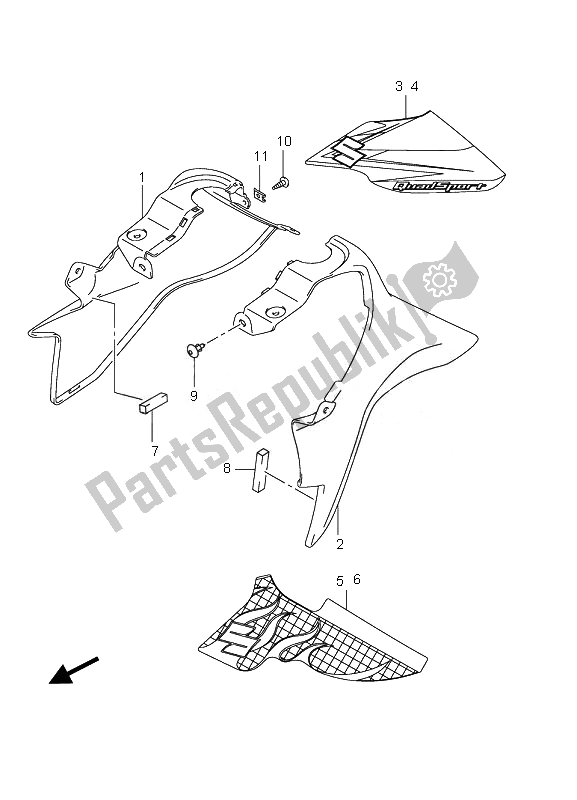 All parts for the Fuel Tank Cover of the Suzuki LT Z 90 4T Quadsport 2010