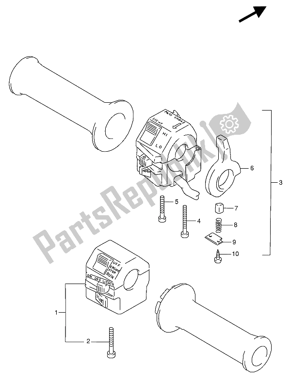 All parts for the Handle Switch of the Suzuki VX 800U 1991