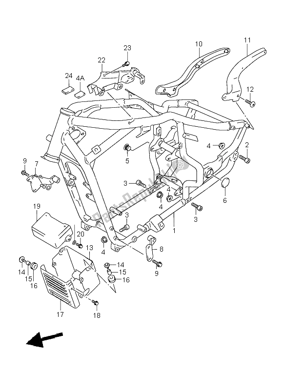 All parts for the Frame of the Suzuki VL 1500 Intruder LC 2004