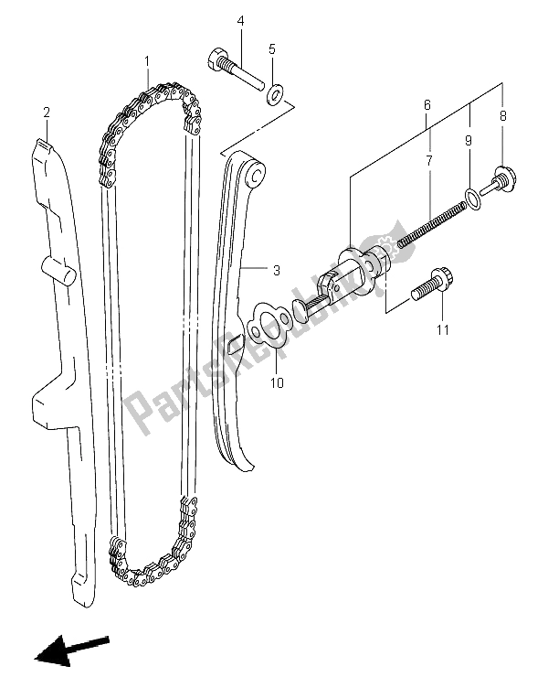 All parts for the Cam Chain of the Suzuki LT A 400 Eiger 4X2 2005