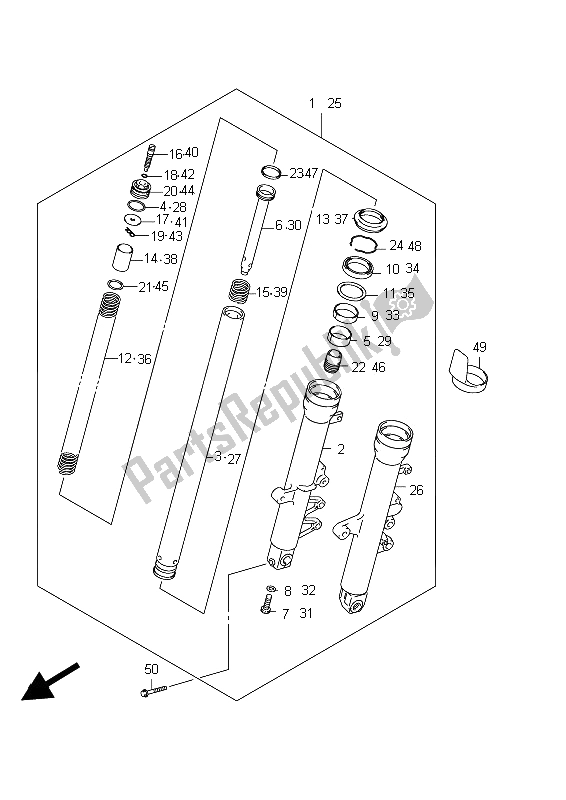 Todas as partes de Amortecedor Dianteiro (sfv650 E24) do Suzuki SFV 650A Gladius 2012