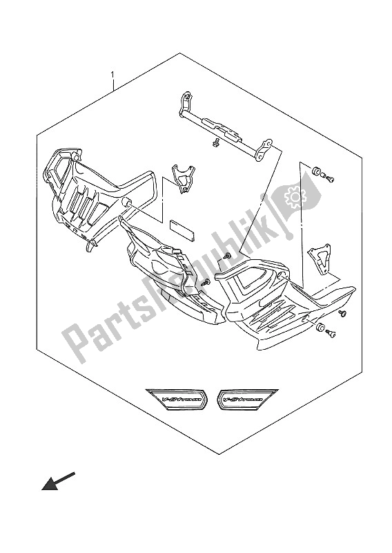 All parts for the Optional (under Cowling Set) of the Suzuki DL 650 AXT V Strom 2016
