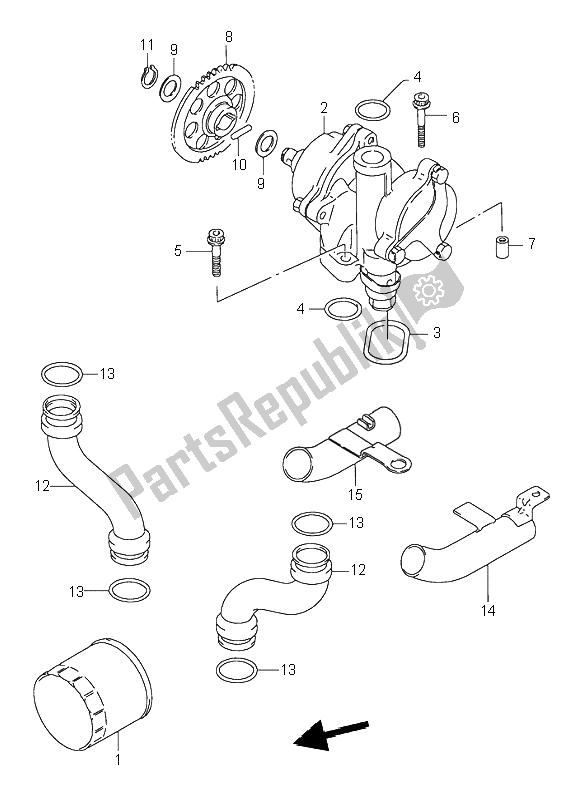 All parts for the Oil Pump of the Suzuki GSX 750F 1996