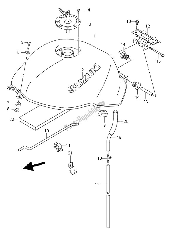 All parts for the Fuel Tank of the Suzuki SV 650 NS 2001